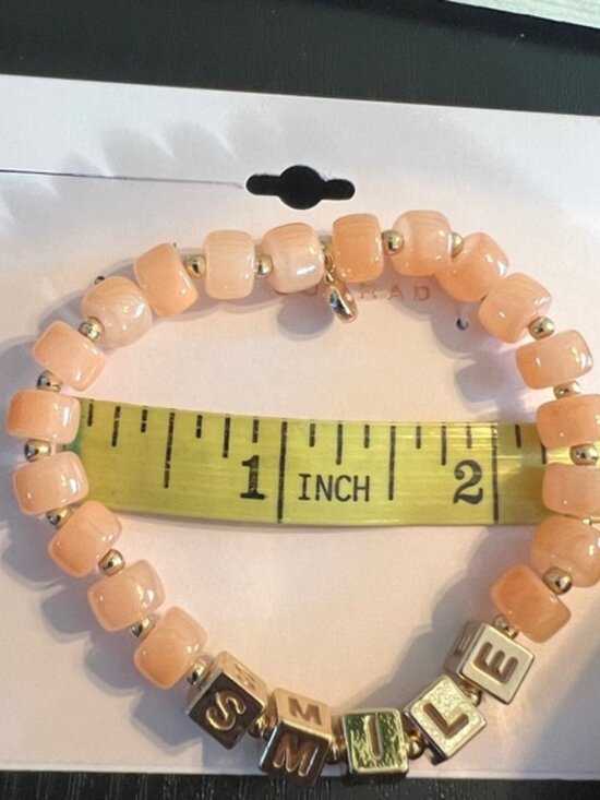 🌸 4/$25 LC Lauren Conrad SMILE Beaded Stretch Bracelet - Picture 3 of 4